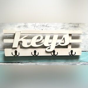 Cream Wall Key Holder with Hooks